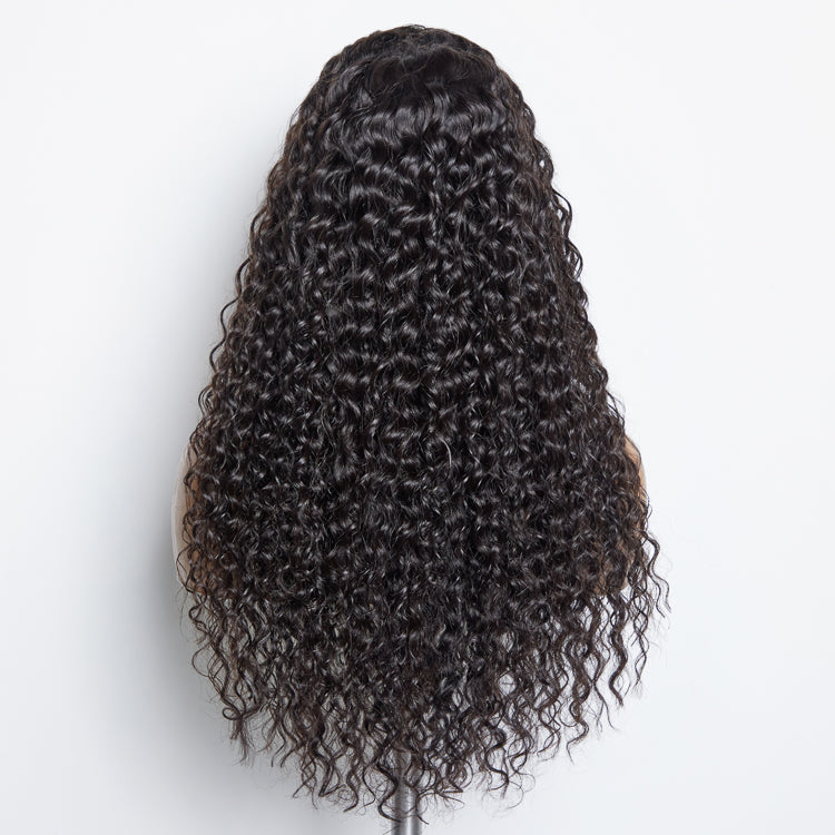 Glueless 3D Cap Pre-bleached Water Wave 13x4 Transparent Lace Front Wig 150% Density