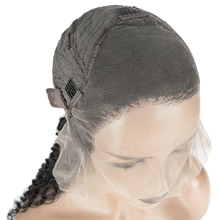 Glueless 3D Cap Pre-bleached Deep Wave 13x4 Transparent Lace Front Wig 150% Density