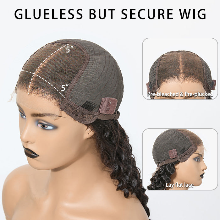 18-26inch #1B Deep Wavy 5x5 HD Front Lace Wig 180% Density
