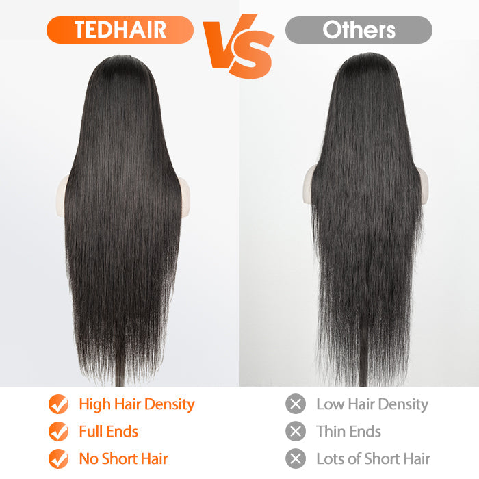 Glueless 3D Cap Pre-bleached Straight 13x4 Transparent Lace Front Wig 150% Density