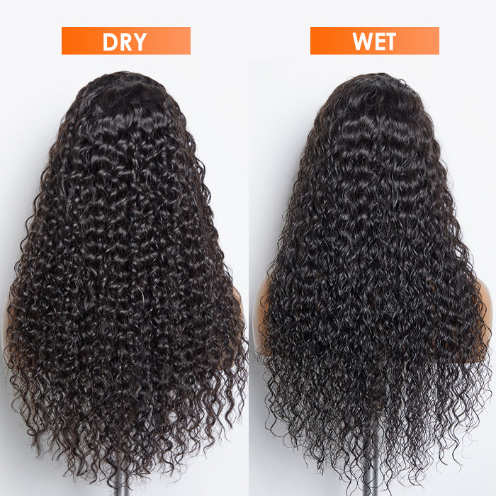 Glueless 3D Cap Pre-bleached Water Wave 13x4 Transparent Lace Front Wig 150% Density