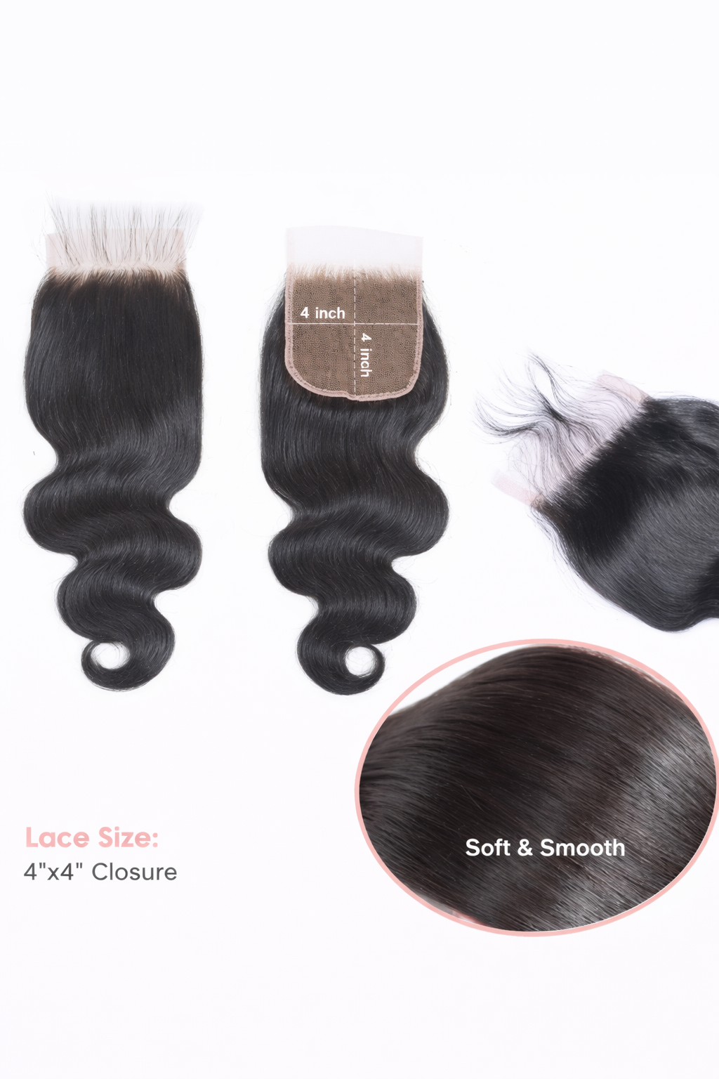 4 x 4 Deep Curly Free Parted Lace Closure #1B Natural Black